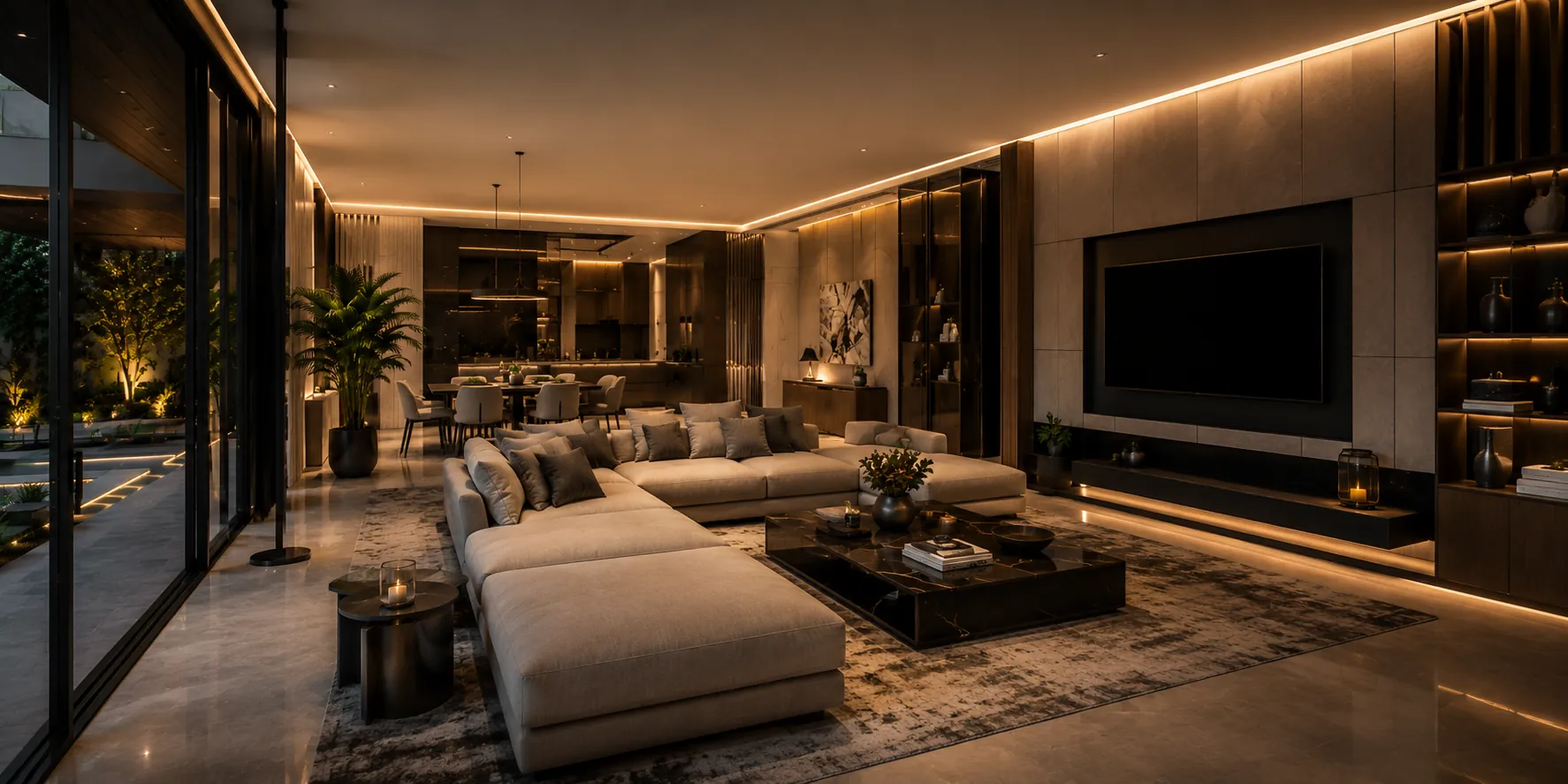 Luxury kitchen and dining interior